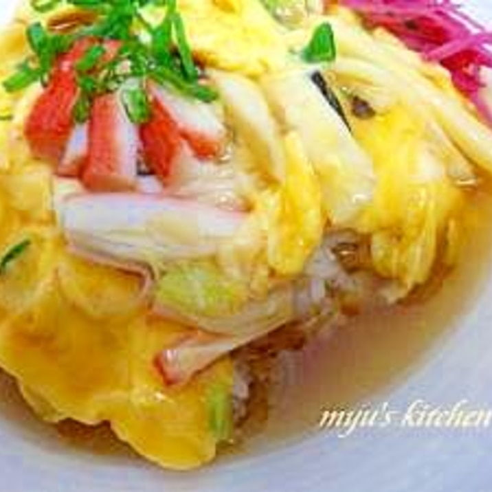 とっても簡単!ひっくり返さないカニタマ天津飯